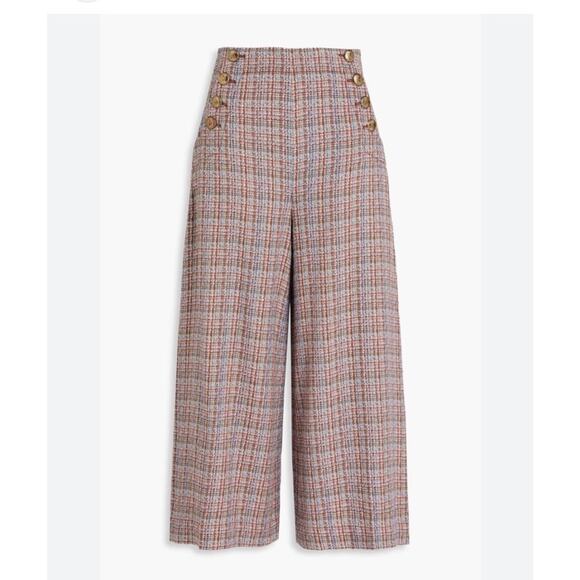 ZIMMERMANN Pants - Zimmermann Tweed Culottes Sailor Button Wide Leg Cropped Pants Wool US 6 RRP$865